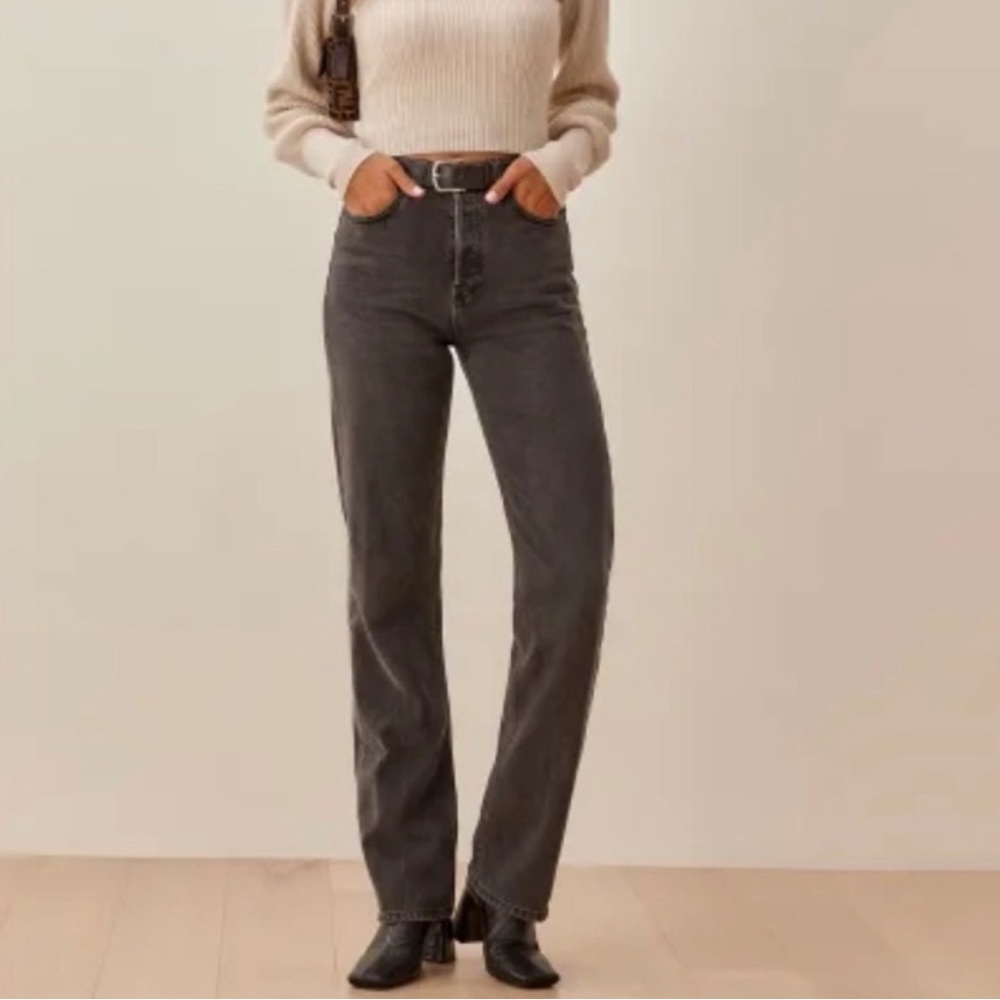 Reformation Cynthia High Rise Relaxed Long Jeans Seine Wash Size 28